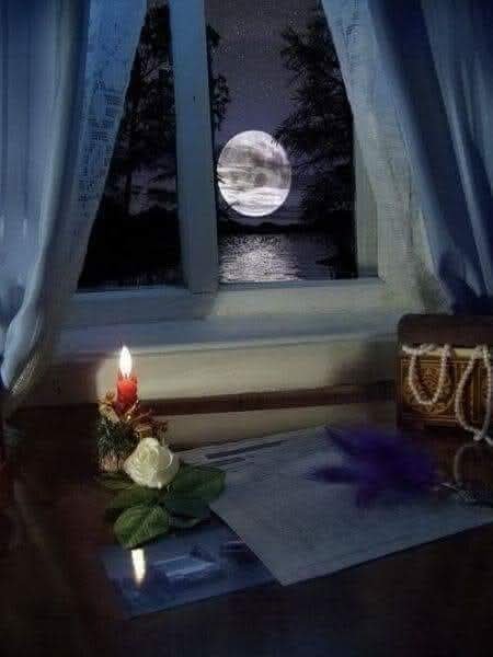 A window filled with moonlight adds to the beauty and sense of stability.